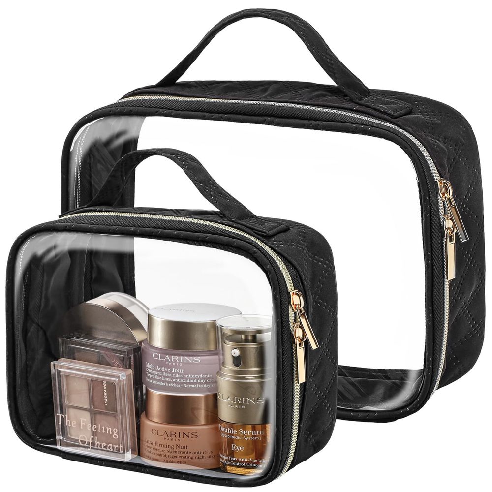 Clear Makeup Bag - Tsa Approved Toiletry Bag With Handle Large Opening, Clear🐳